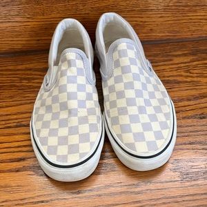 Gray Checkered Vans Slides